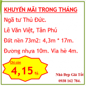 Cần ra gấp -67m2-Đất mặt tiền -Lê Văn Việt- Quận 9-Giảm chào còn 4.15 tỷ